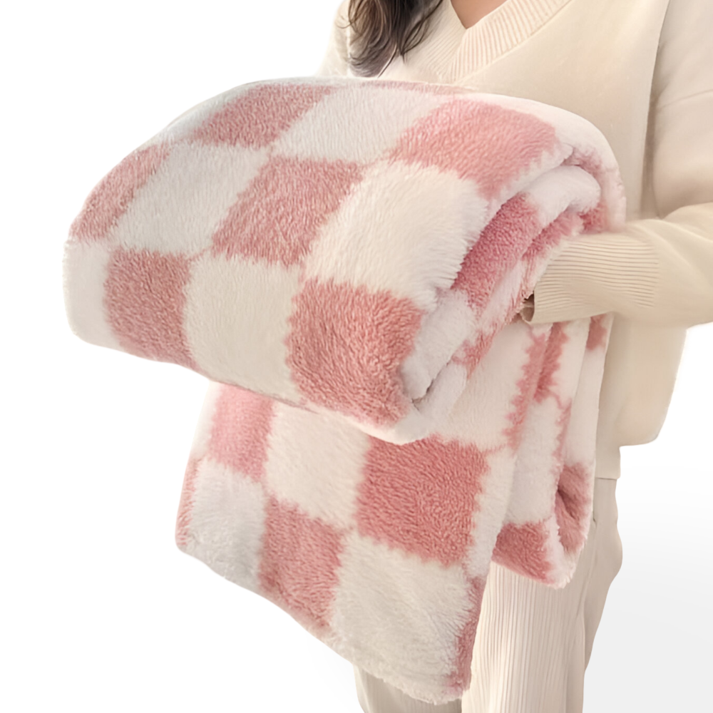 Plaid en polaire à carreaux colorés pour une utilisation toute l'année