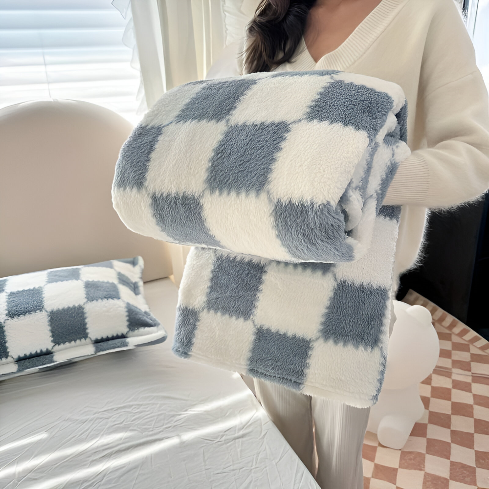 Plaid en polaire à carreaux colorés pour une utilisation toute l'année