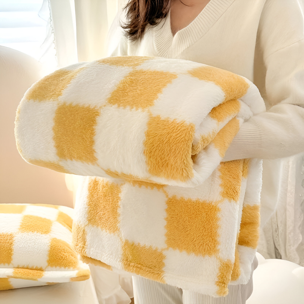 Plaid en polaire à carreaux colorés pour une utilisation toute l'année