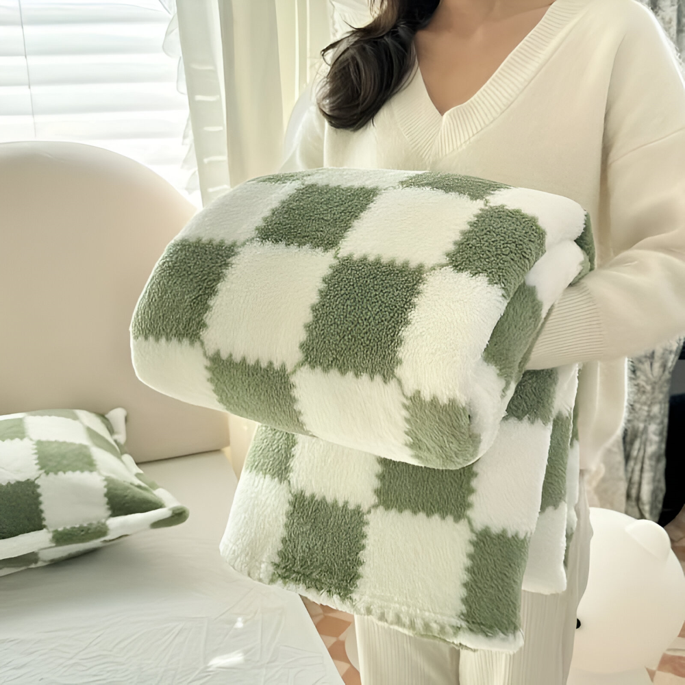 Plaid en polaire à carreaux colorés pour une utilisation toute l'année
