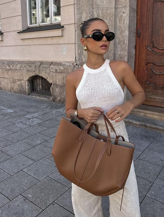 Sac Tote Élégant en Cuir de Grande Capacité