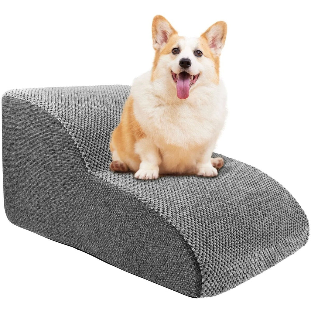 COMFYCLIMB - Escaliers pour chiens en mousse douce avec une inclinaison respectueuse des articulations, base antidérapante et housse lavable pour un accès sécurisé au lit et au canapé