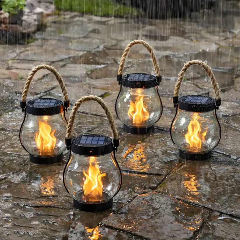 Lampes de jardin solaires | Effet flamme | Résistantes aux intempéries | WildLight