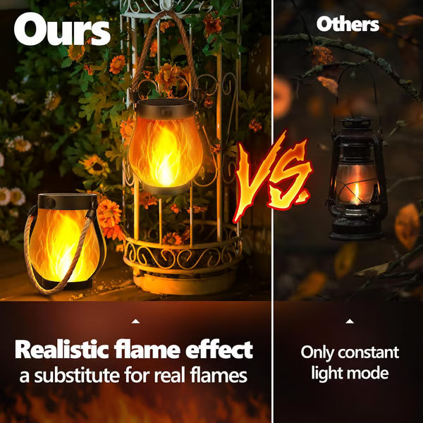 Lampes de jardin solaires | Effet flamme | Résistantes aux intempéries | WildLight