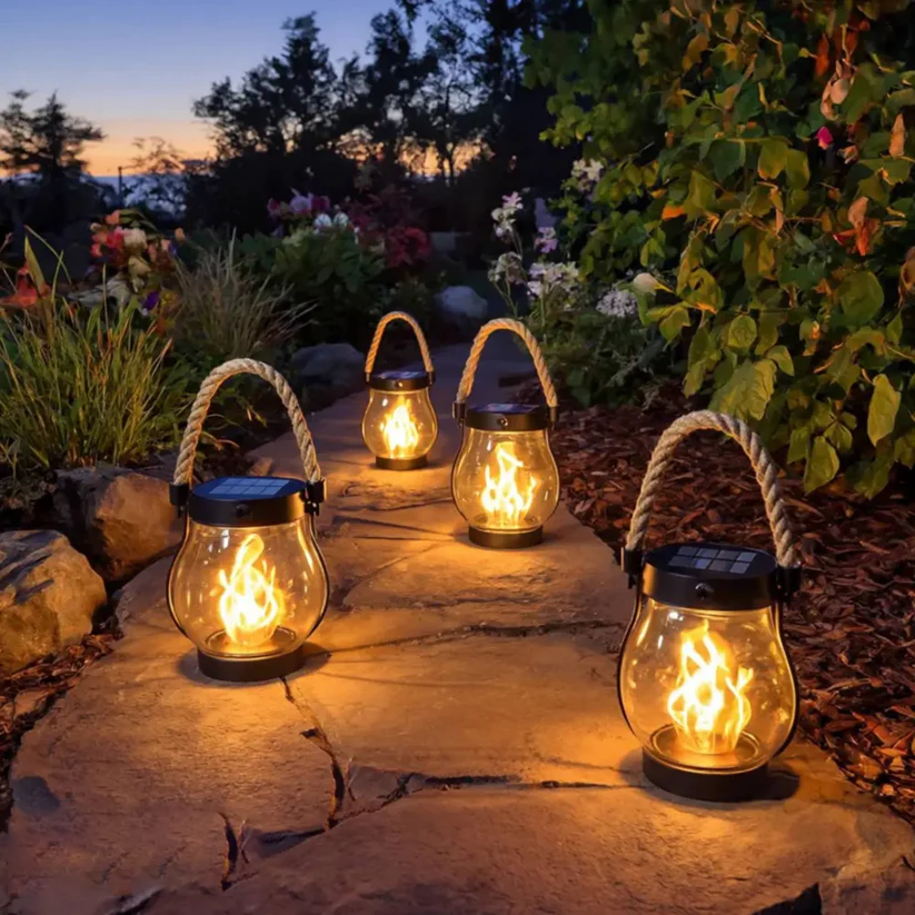 Lampes de jardin solaires | Effet flamme | Résistantes aux intempéries | WildLight