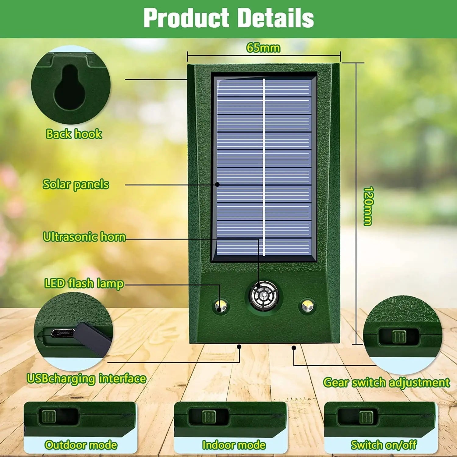SONICGUARD - Répulsif à oiseaux ultrasonique solaire avec détection de mouvement