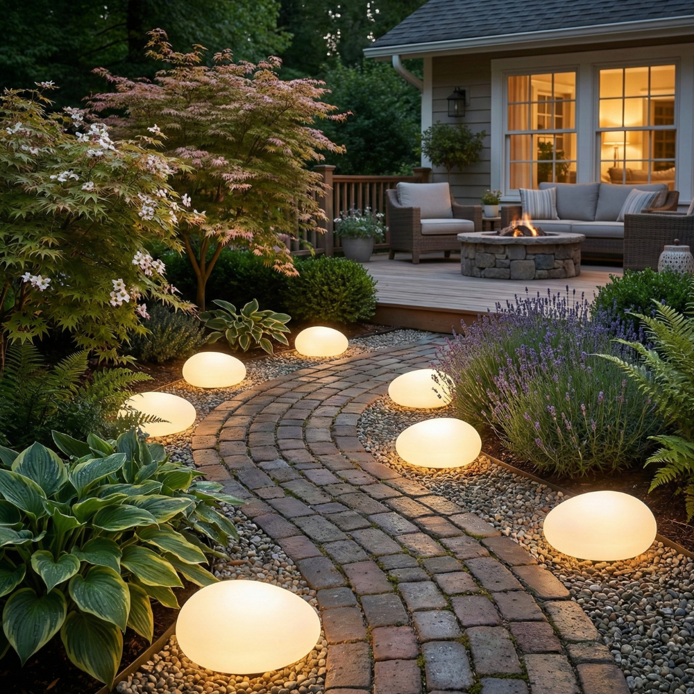LunaStone | Lumière de Pierre Pebble Solaire d'Extérieur, Lumière LED Étanche pour Chemin de Jardin
