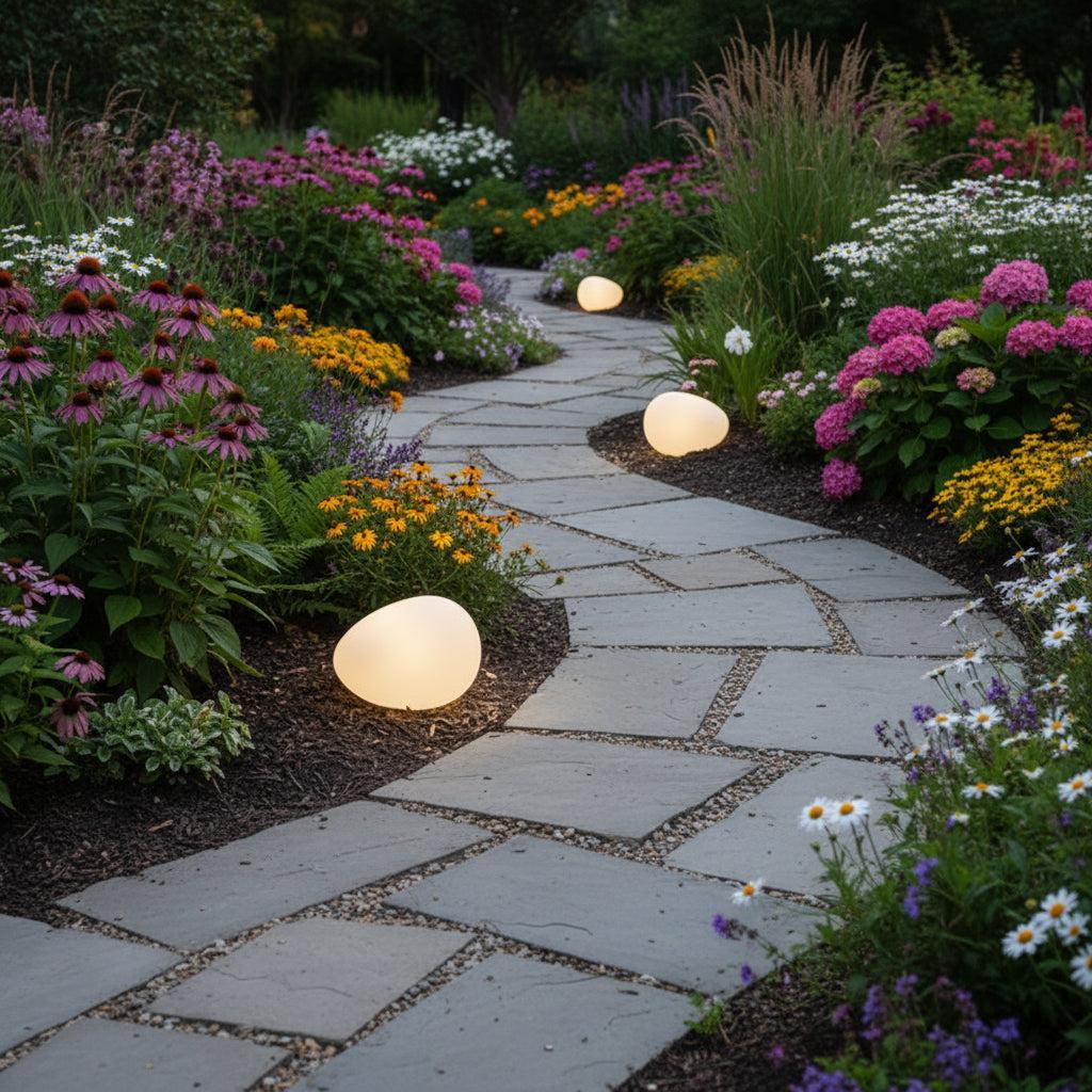 LunaStone | Lumière de Pierre Pebble Solaire d'Extérieur, Lumière LED Étanche pour Chemin de Jardin