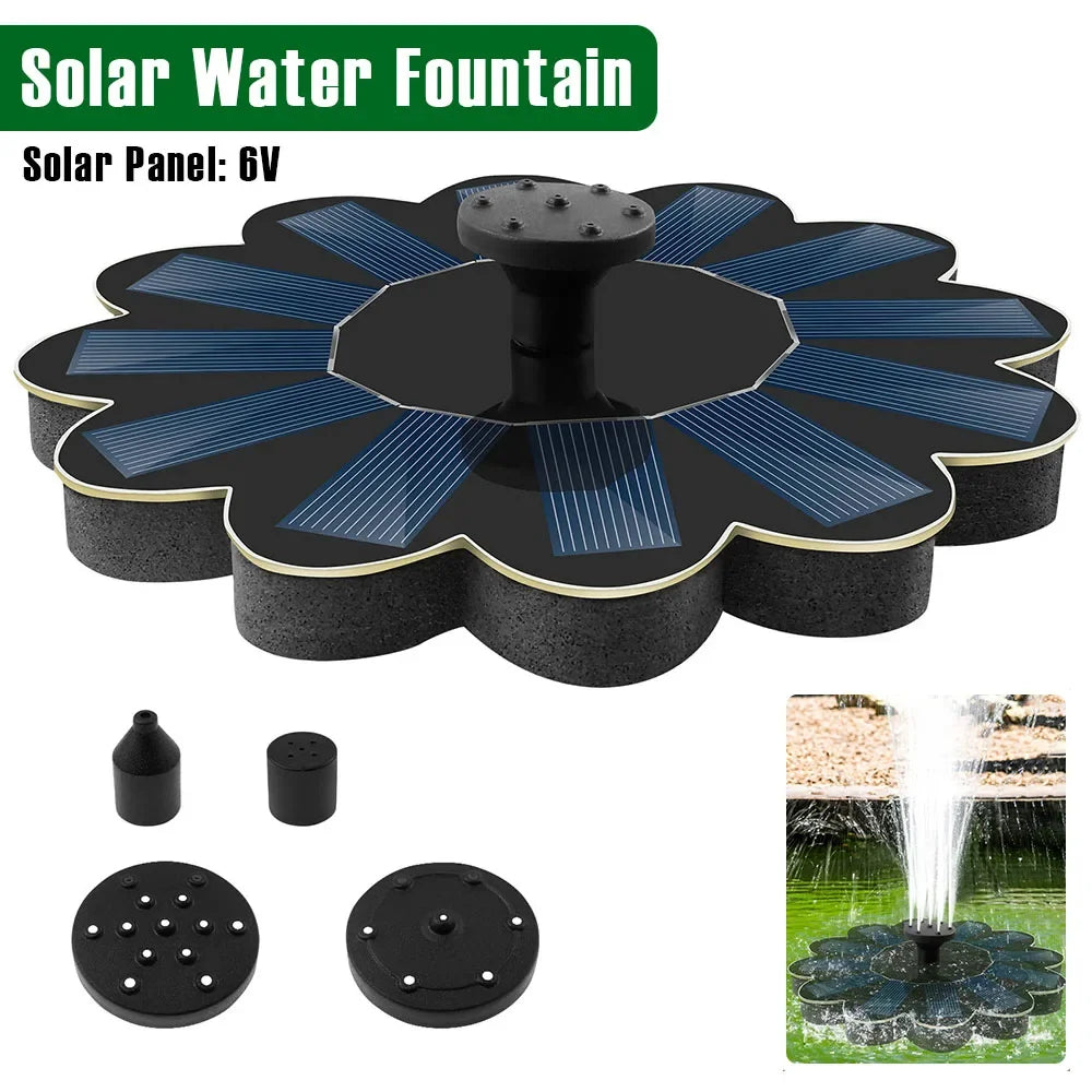 SOLAWELL – Fontaine à Eau Solaire avec 5 Buses Interchangeables
