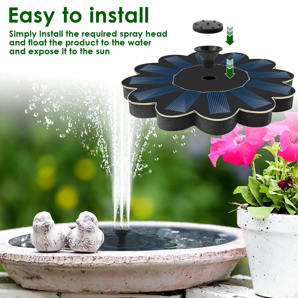 SOLAWELL – Fontaine à Eau Solaire avec 5 Buses Interchangeables