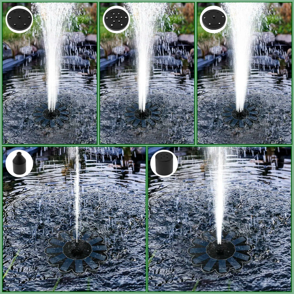 SOLAWELL – Fontaine à Eau Solaire avec 5 Buses Interchangeables