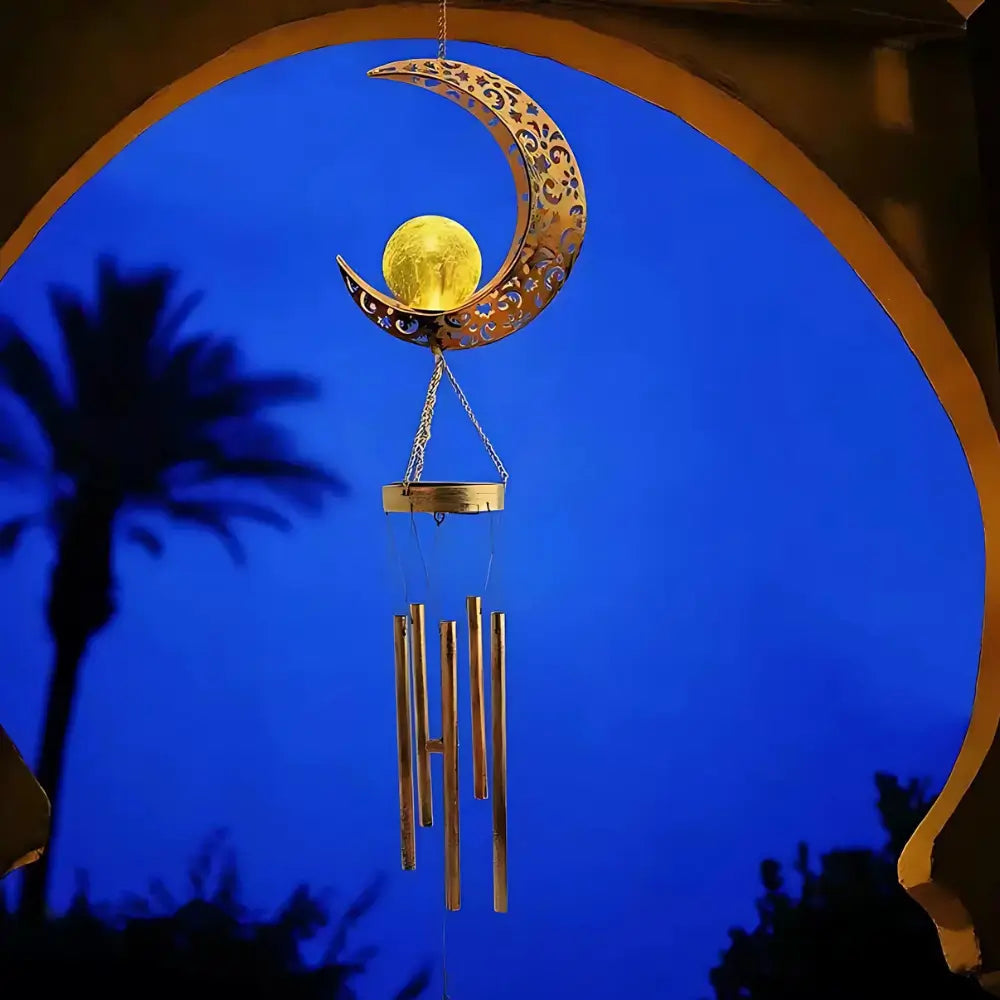 Décoration extérieure suspendue en forme de soleil avec lumière intégrée