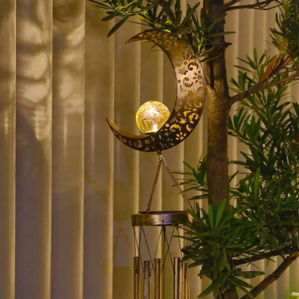 Décoration extérieure suspendue en forme de soleil avec lumière intégrée