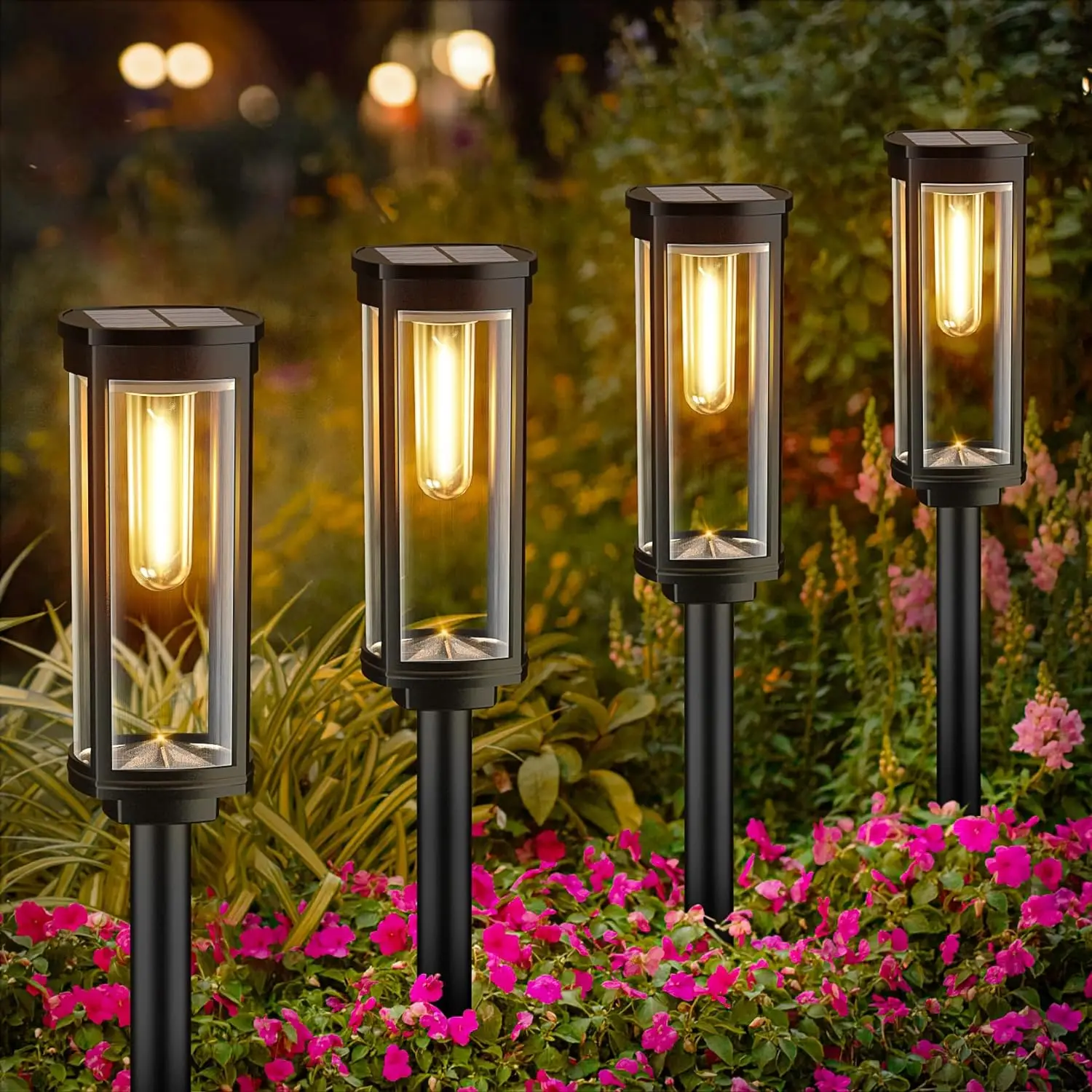 Lampes de jardin solaires extérieures avec verre lumineux