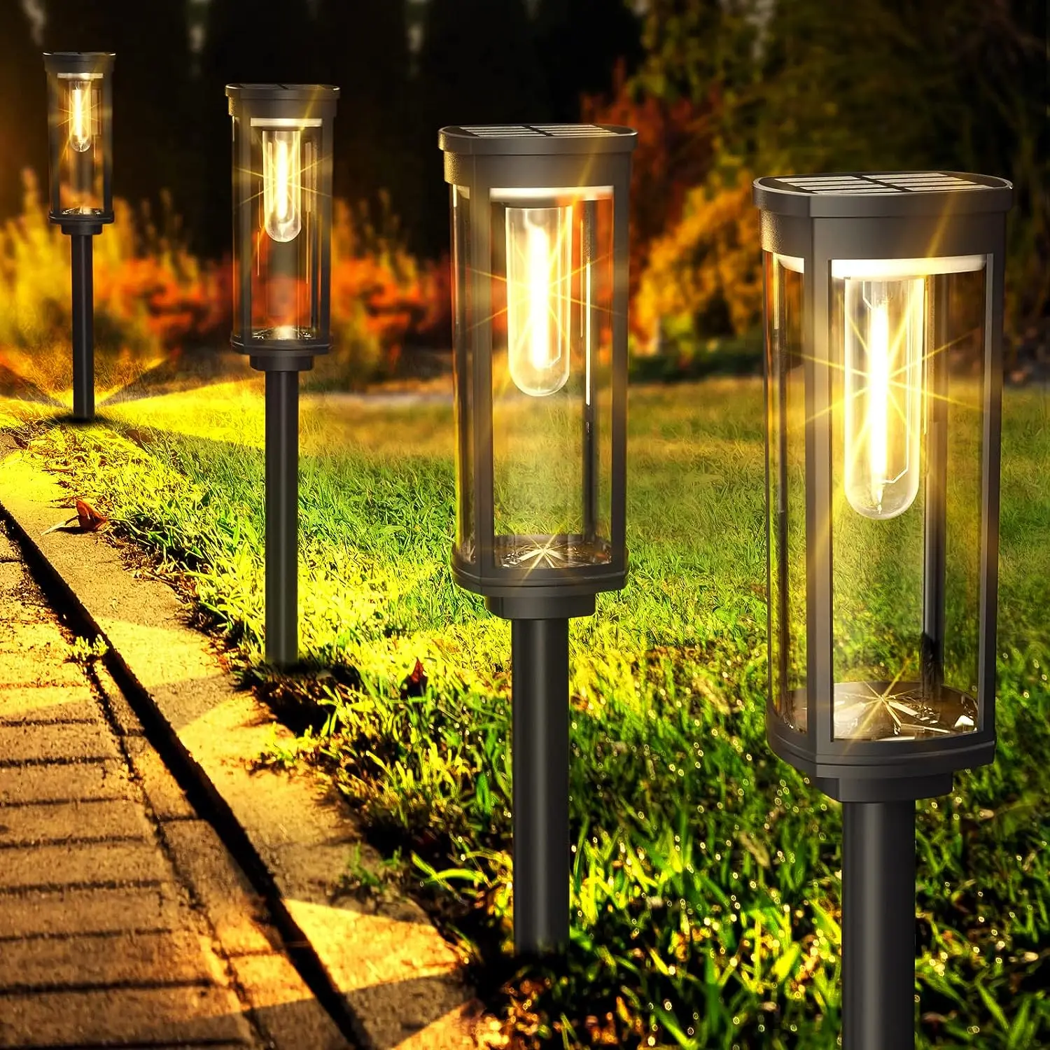Lampes de jardin solaires extérieures avec verre lumineux