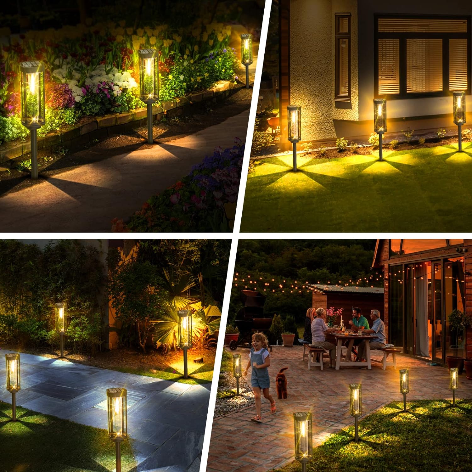 Lampes de jardin solaires extérieures avec verre lumineux