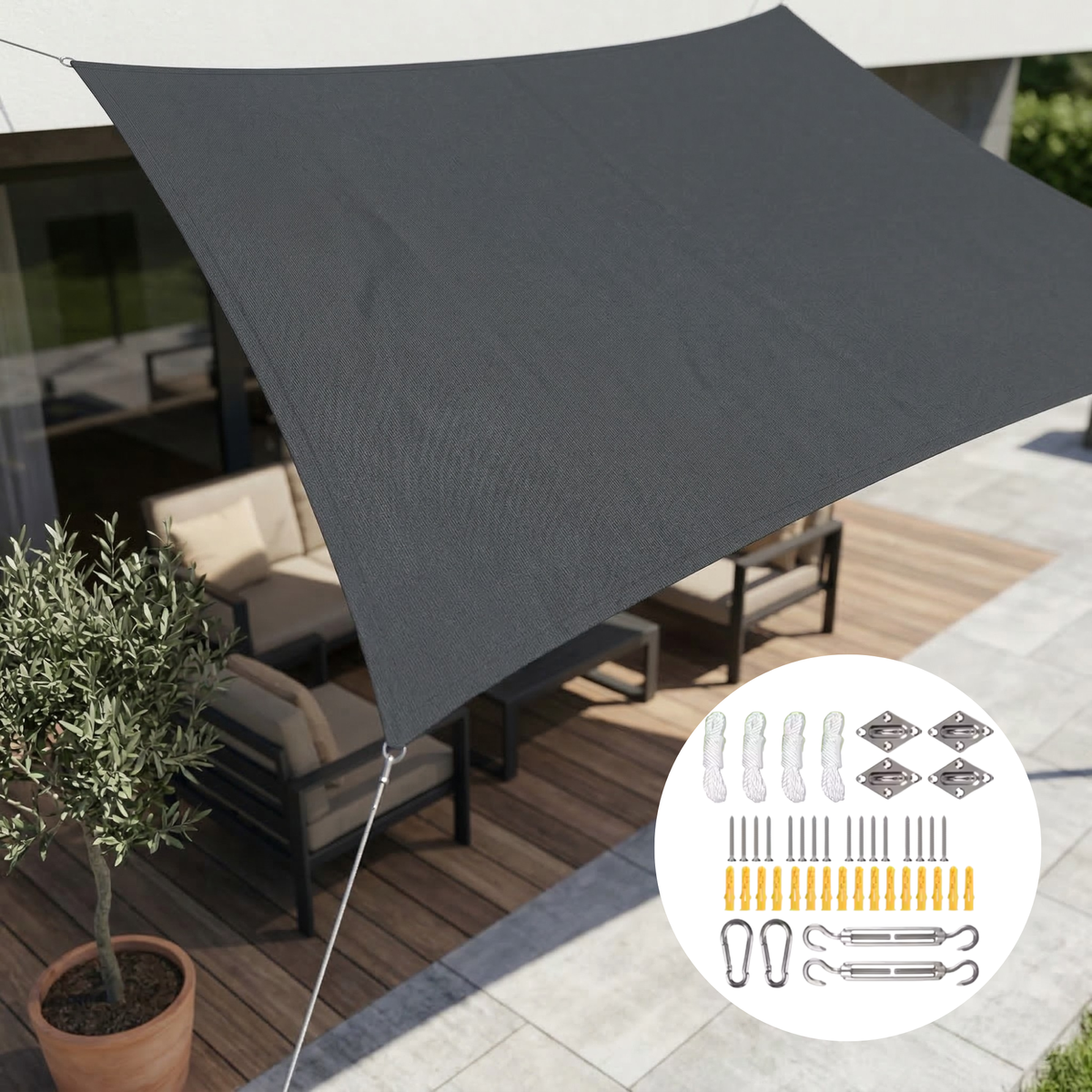 Voile Solaire Rectangulaire Imperméable | Tissu Extérieur Résistant à l'Eau | Protection UV | SkyCover