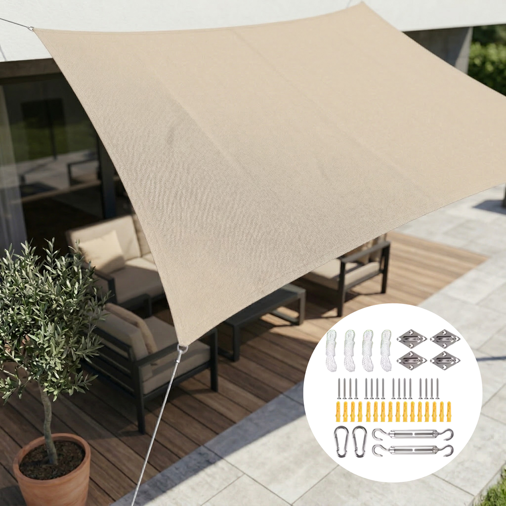 Voile d'ombrage Rectangulaire Imperméable | Tissu d'extérieur Imperméable | Protection UV | SkyCover
