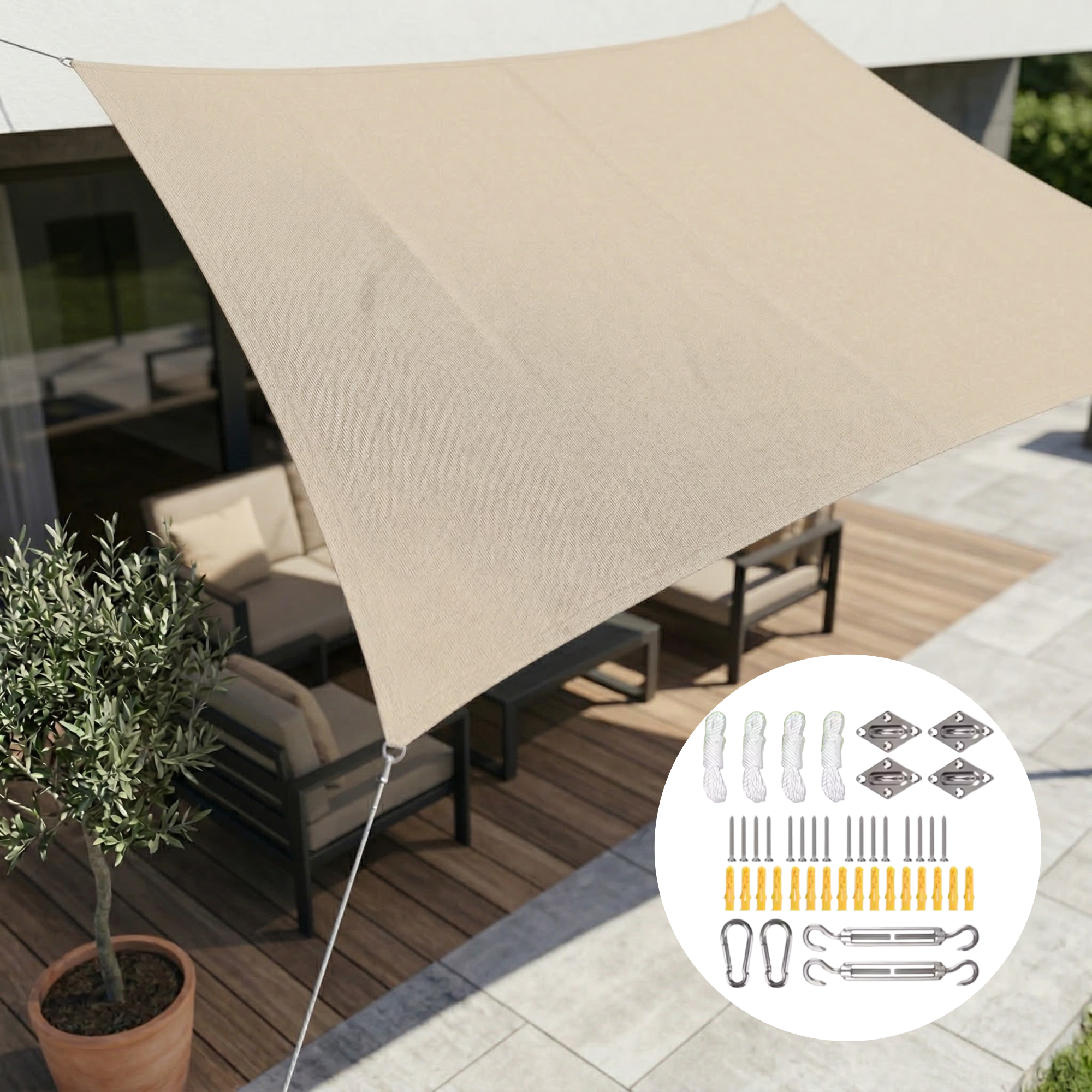 Voile d'ombrage Rectangulaire Imperméable | Tissu d'extérieur Imperméable | Protection UV | SkyCover