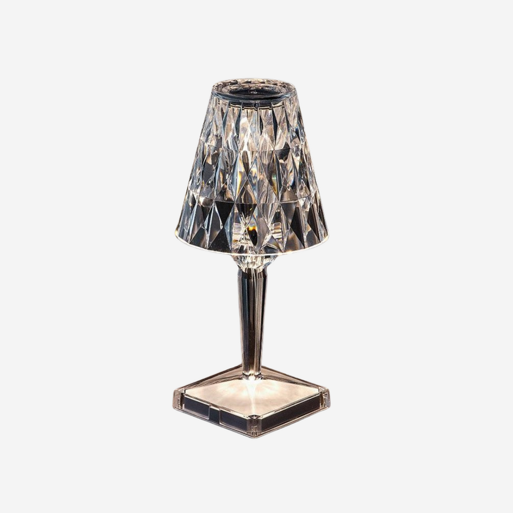 CrystalGlow – Lampe de table sans fil en cristal avec contrôle tactile et 3 modes d'éclairage