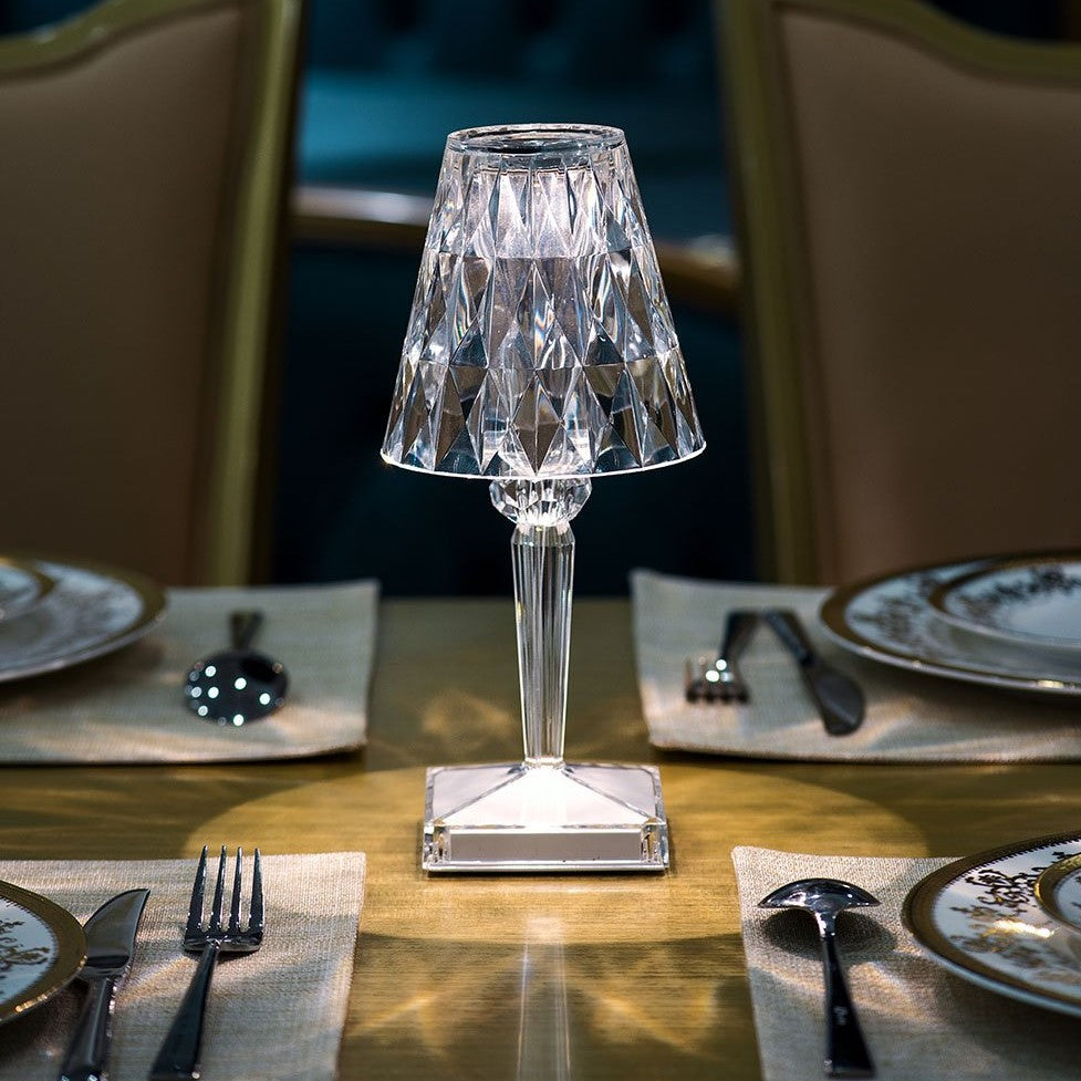 CrystalGlow – Lampe de table sans fil en cristal avec contrôle tactile et 3 modes d'éclairage