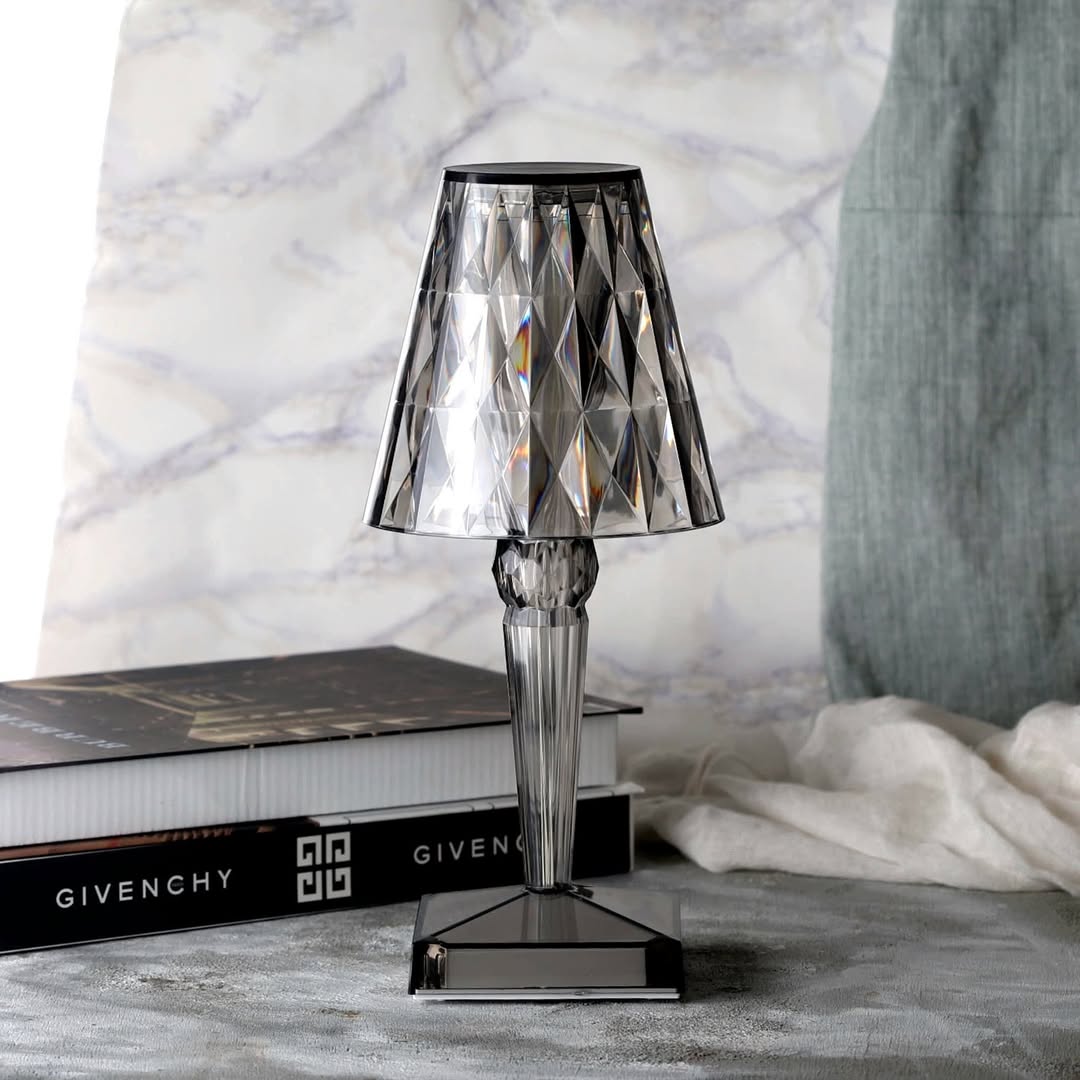 CrystalGlow – Lampe de table sans fil en cristal avec contrôle tactile et 3 modes d'éclairage