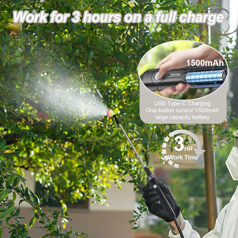 HYDROPRO - Pompe à Spray Portable 5L avec Buse Réglable et Rechargeable par USB