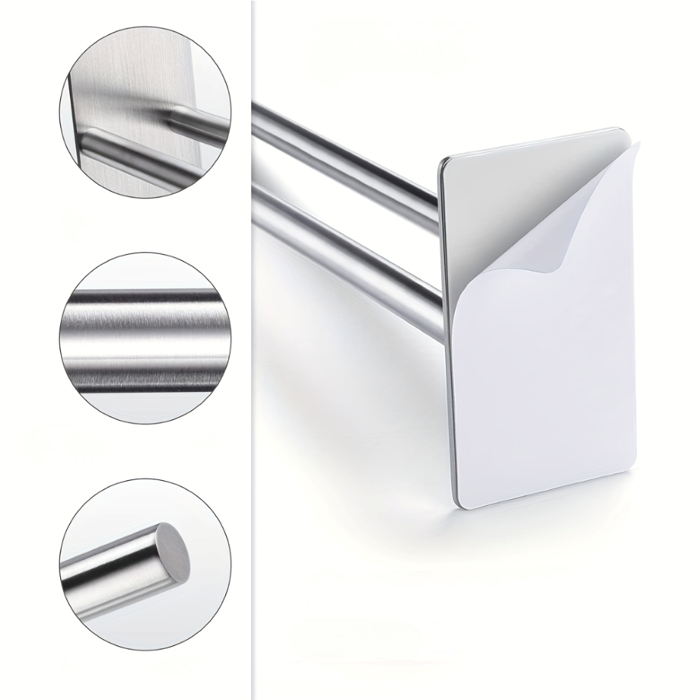Porte-serviettes en Acier Inoxydable à Double Bras - Porte-serviettes de Bain, Auto-adhésif, Monté au Mur