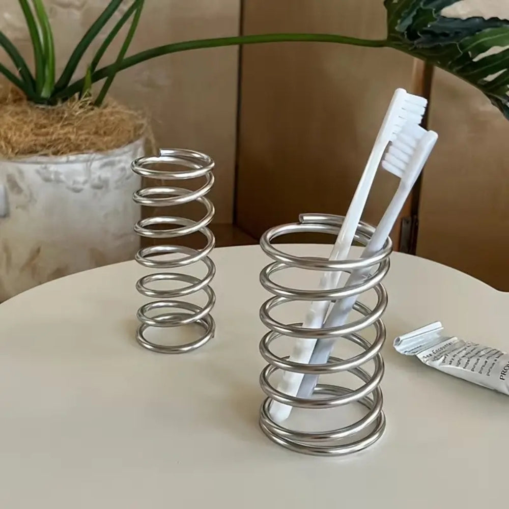 Support de brosse à dents en acier inoxydable en spirale