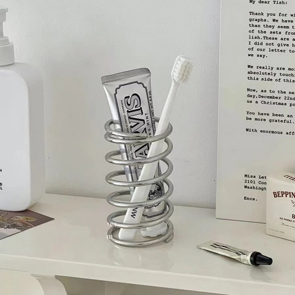 Support de brosse à dents en acier inoxydable en spirale