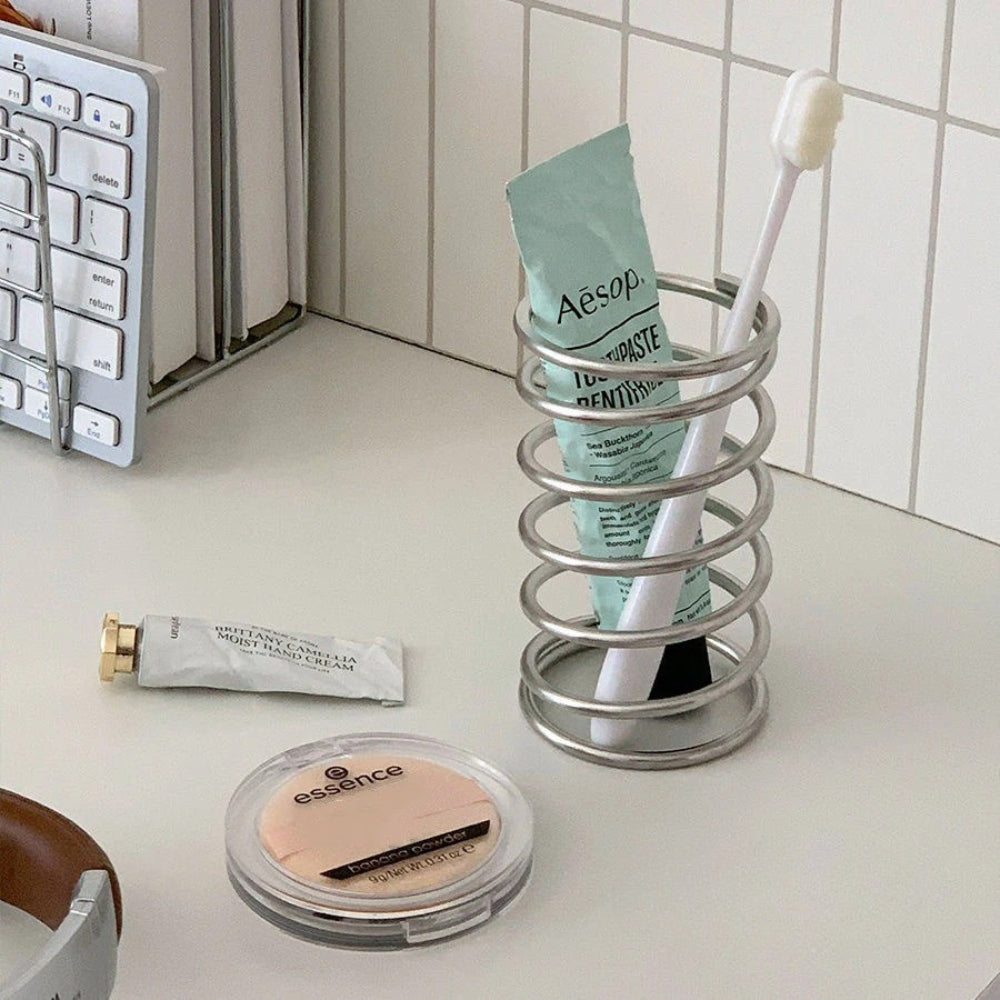 Support de brosse à dents en acier inoxydable en spirale