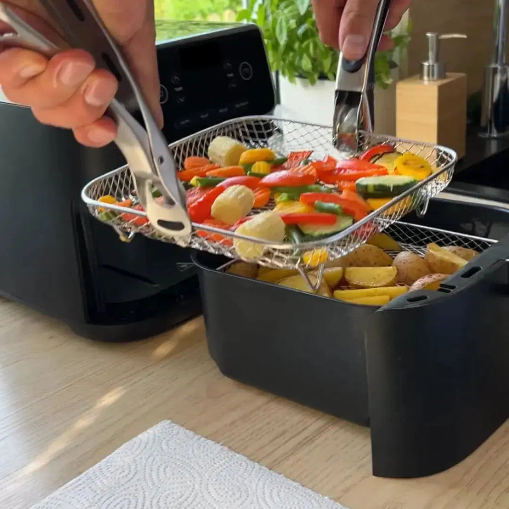 AirStack™ | Panier de friteuses à air – 3 niveaux, en acier inoxydable & inclus avec pinces