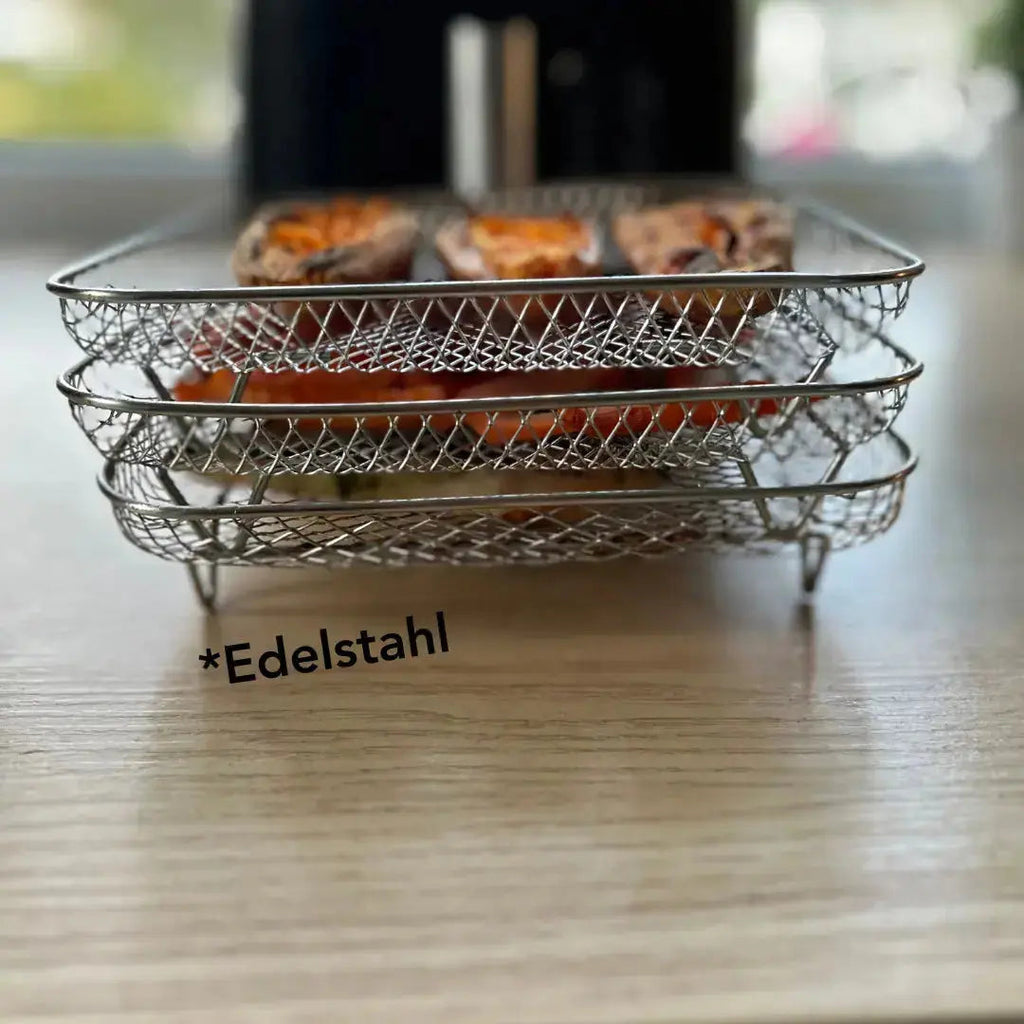 AirStack™ | Panier de friteuses à air – 3 niveaux, en acier inoxydable & inclus avec pinces