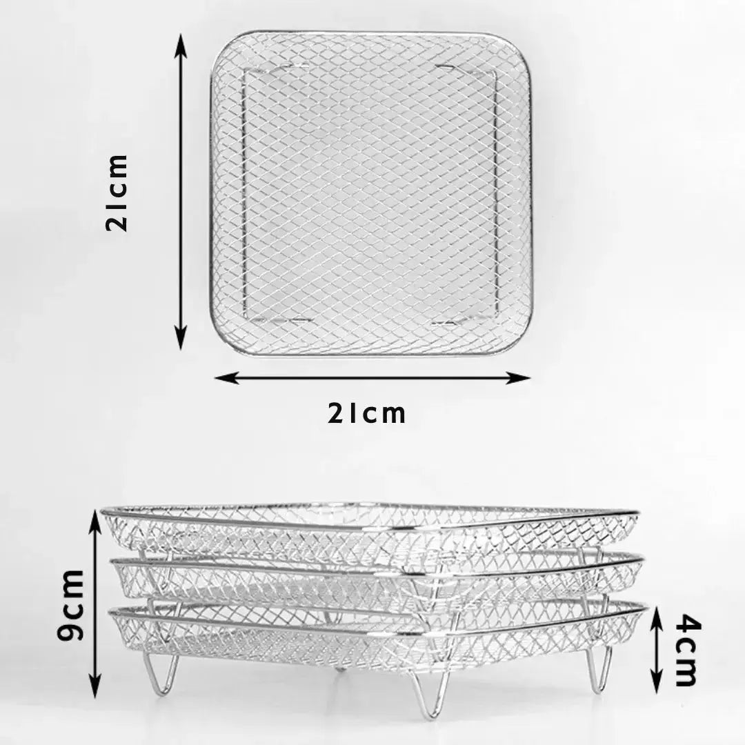 AirStack™ | Panier de friteuses à air – 3 niveaux, en acier inoxydable & inclus avec pinces