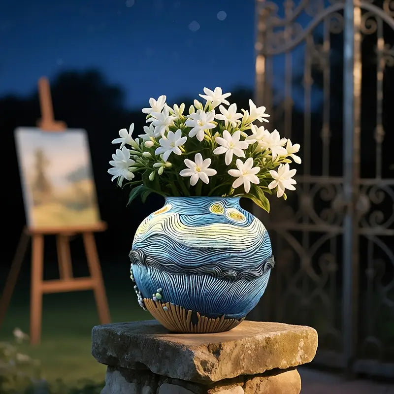 BLOOMSCAPE - Vase fait main inspiré de Van Gogh pour une décoration intérieure élégante