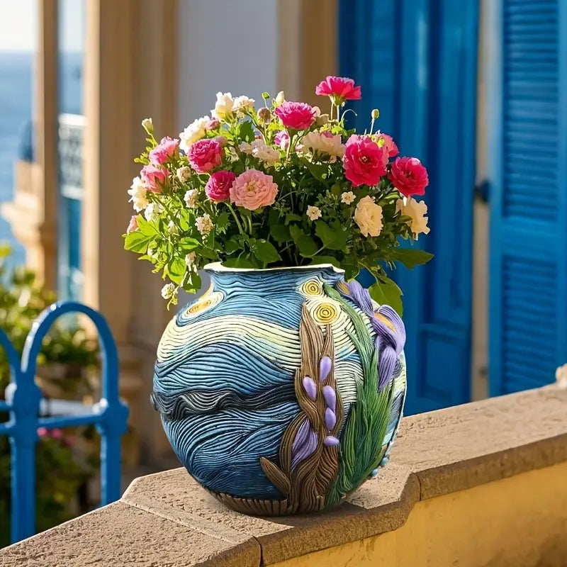 BLOOMSCAPE - Vase fait main inspiré de Van Gogh pour une décoration intérieure élégante