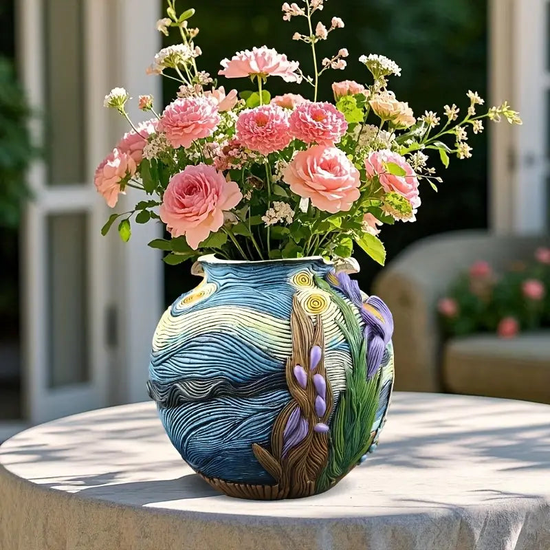 BLOOMSCAPE - Vase fait main inspiré de Van Gogh pour une décoration intérieure élégante