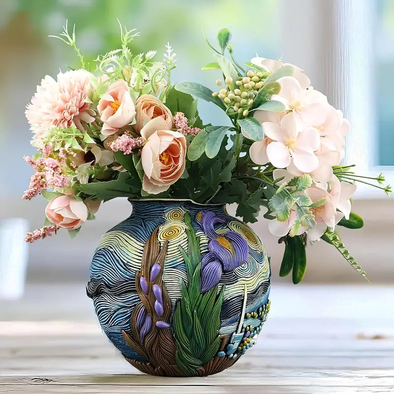BLOOMSCAPE - Vase fait main inspiré de Van Gogh pour une décoration intérieure élégante