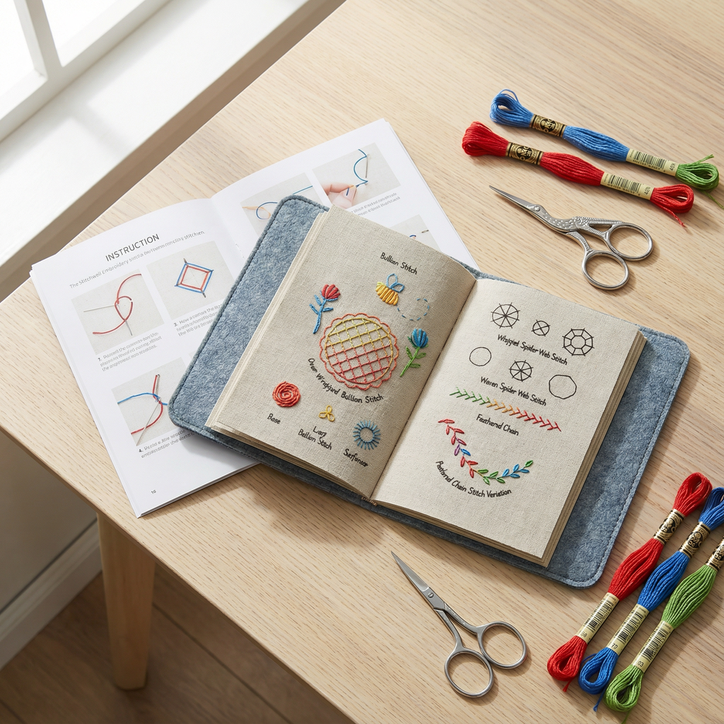 Broderie | Ensemble de livres étape par étape de 106 points | Pratique sur des pages en lin | StitchLibrary