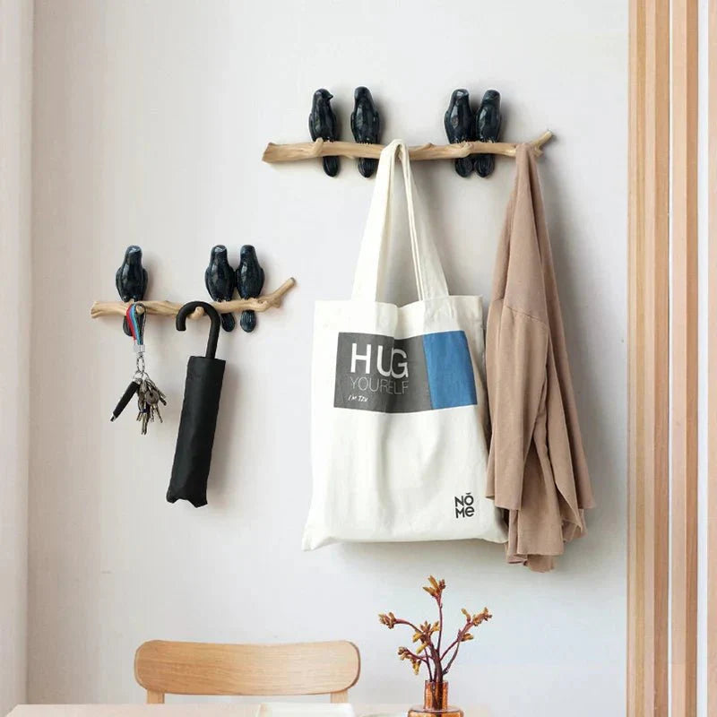 FugleRo Porte-manteau – Patère Murale en Bois au Design Inspiré par la Nature