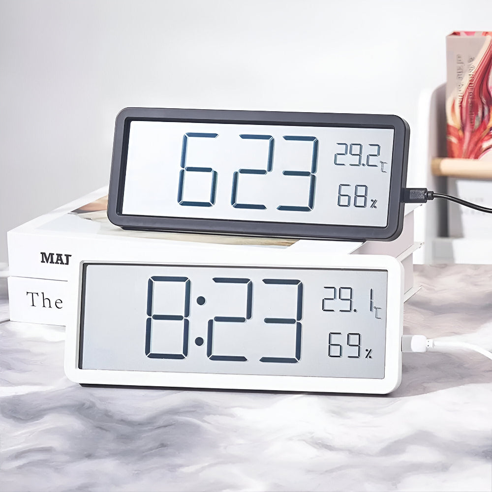 Horloge murale LED avec température et humidité – horloge numérique moderne