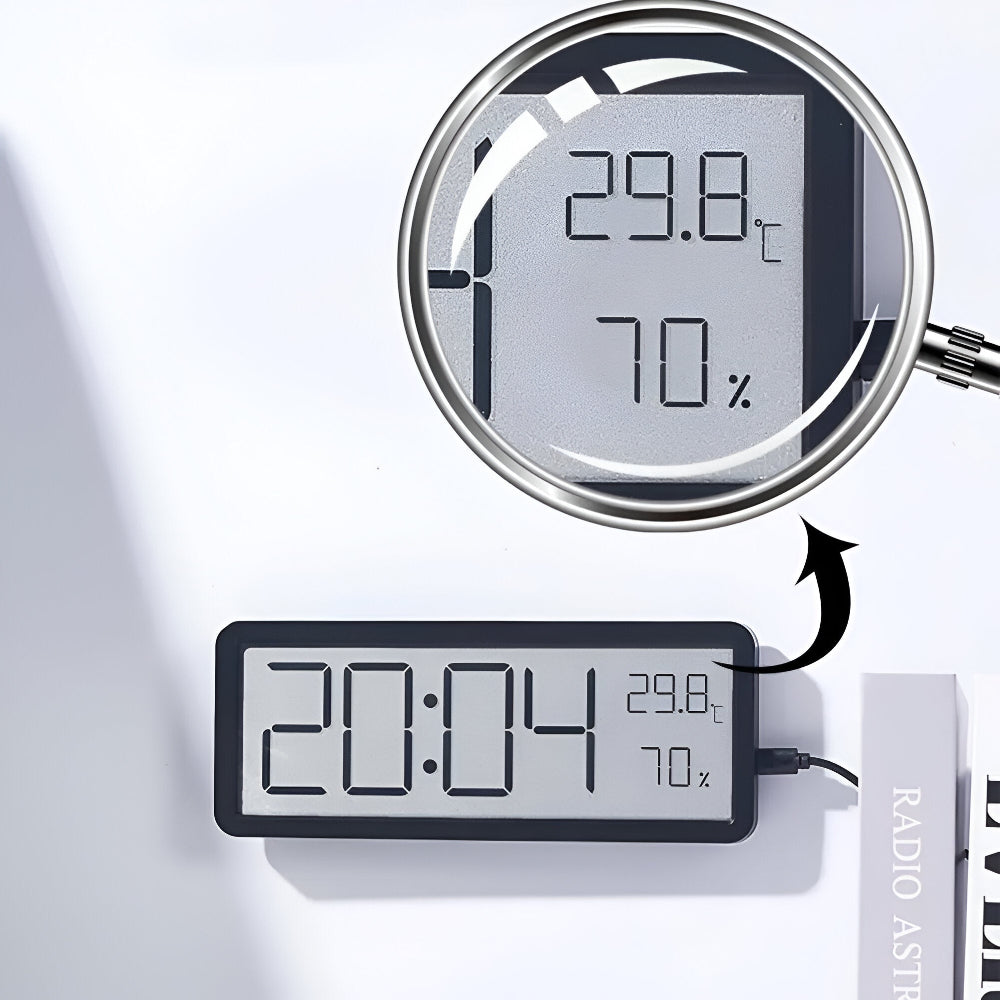 Horloge murale LED avec température et humidité – horloge numérique moderne