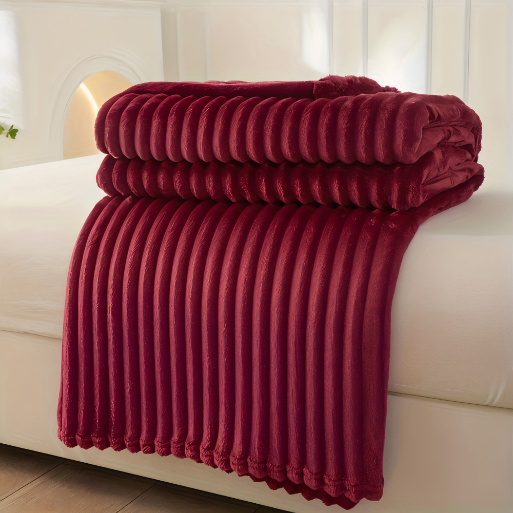 Plaid StripyLux - Doux, Respirant Fleece - Couverture Épaisse