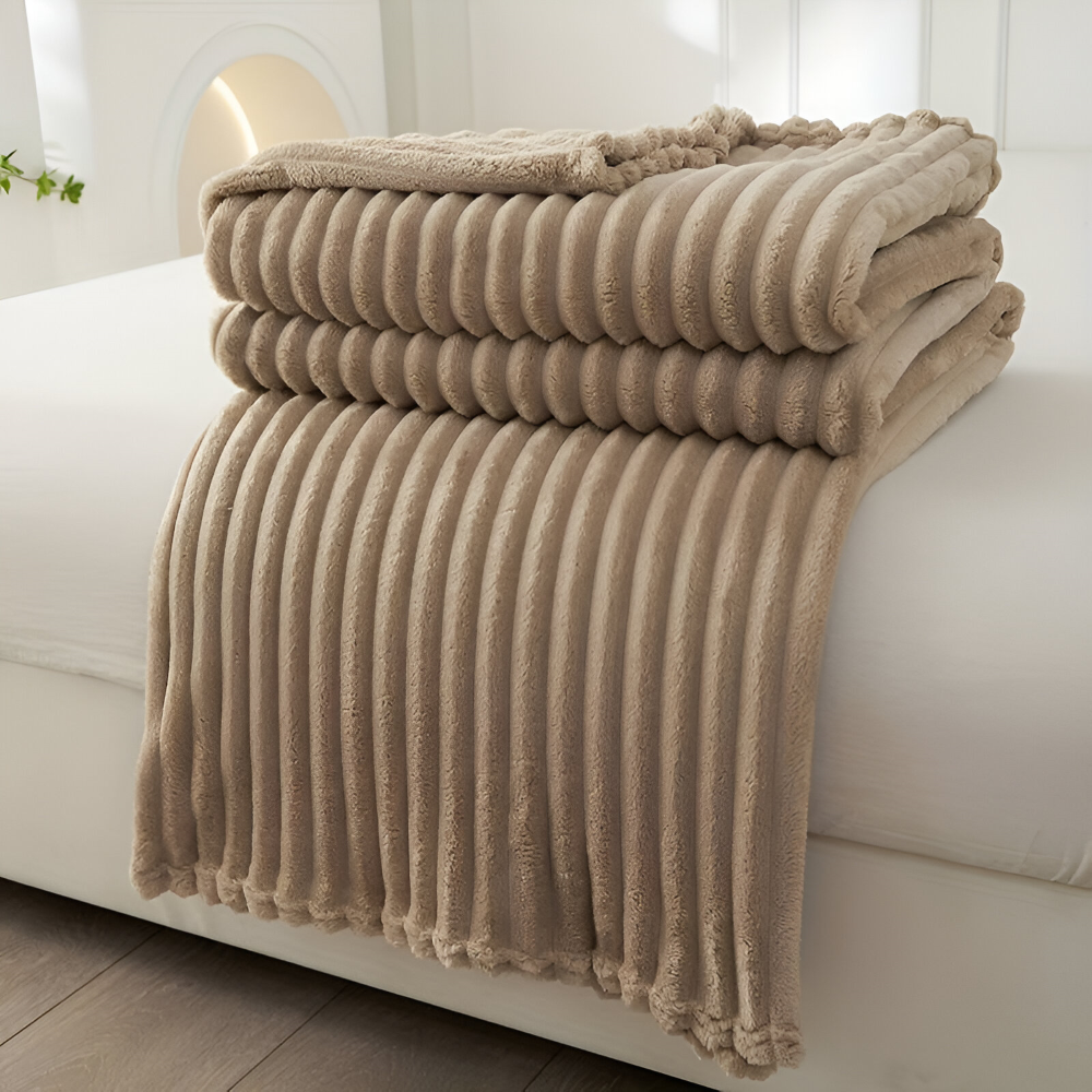 Plaid StripyLux - Doux, Respirant Fleece - Couverture Épaisse