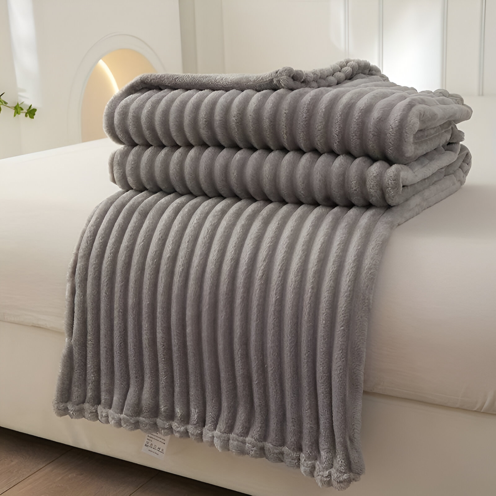 Plaid StripyLux - Doux, Respirant Fleece - Couverture Épaisse