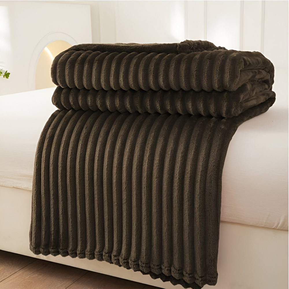 Plaid StripyLux - Doux, Respirant Fleece - Couverture Épaisse