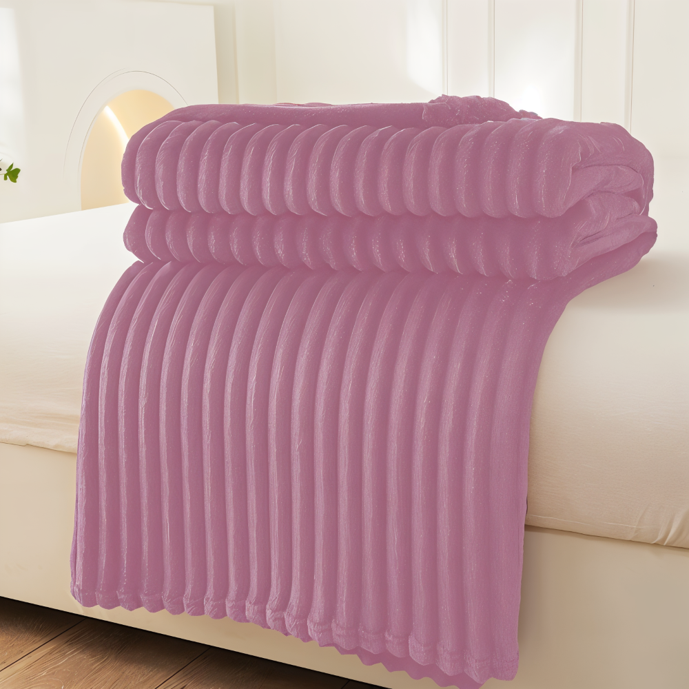 Plaid StripyLux - Doux, Respirant Fleece - Couverture Épaisse