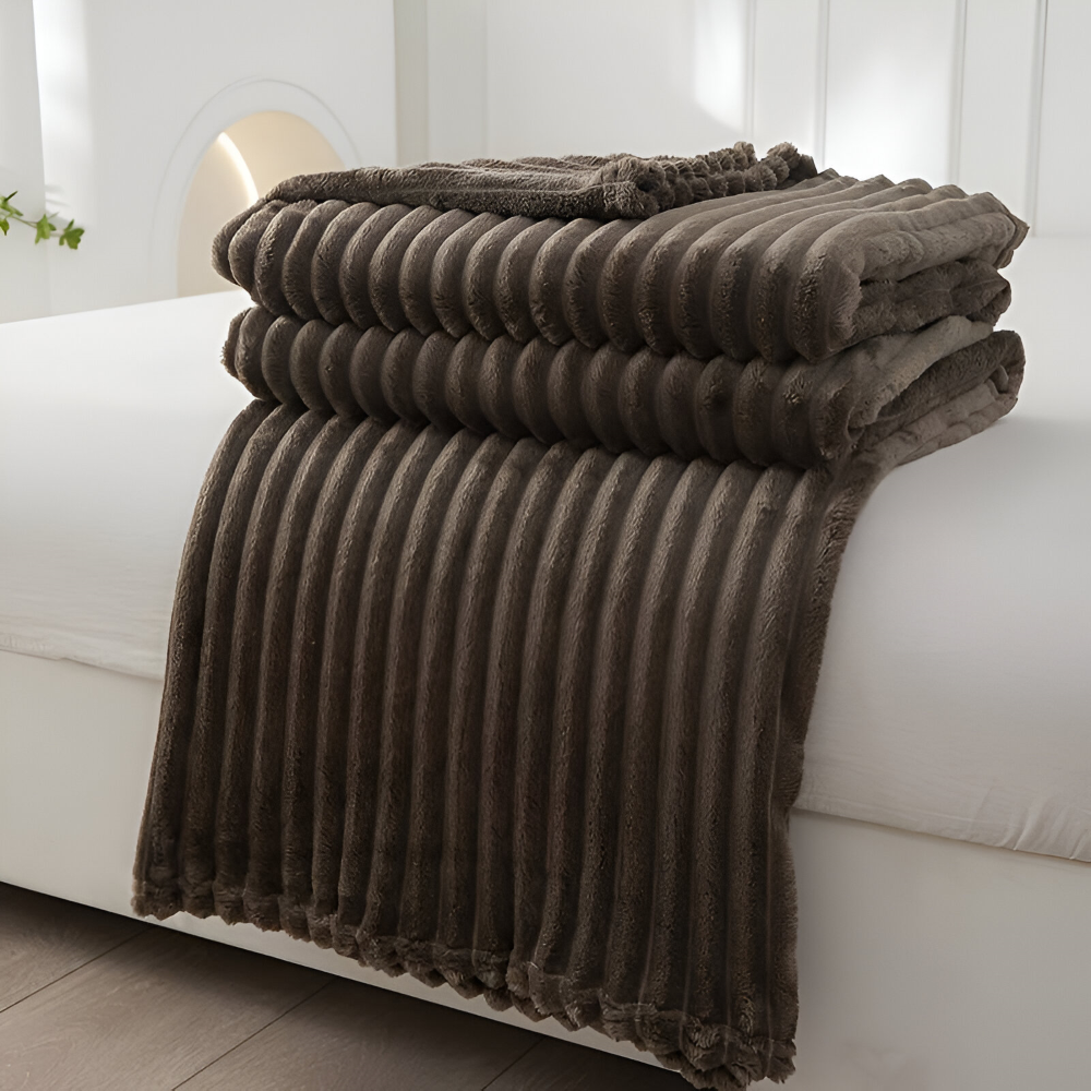 Plaid StripyLux - Doux, Respirant Fleece - Couverture Épaisse