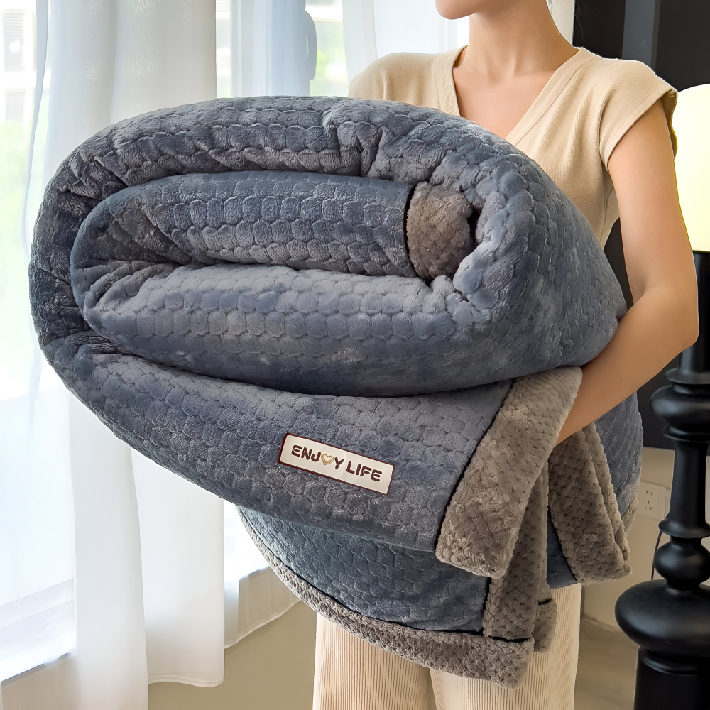 VelouraPatch – Couverture en Velours Luxueux au Design Patchwork pour un Usage Toute l'Année