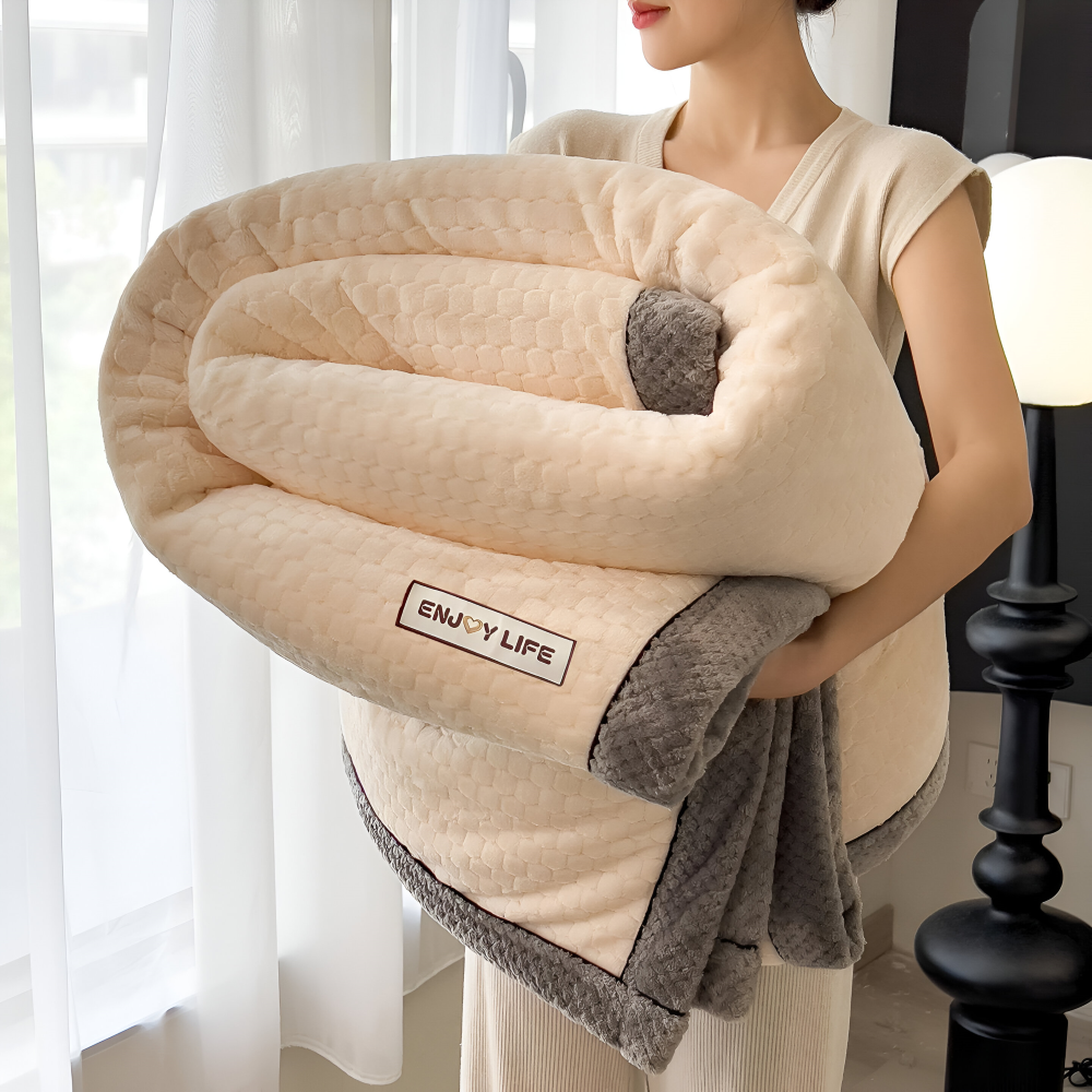VelouraPatch – Couverture en Velours Luxueux au Design Patchwork pour un Usage Toute l'Année